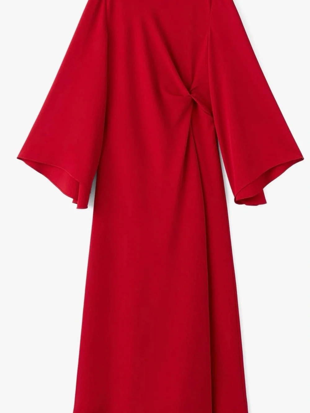 NWT Mango Red Side Twist Bell Sleeve Midi Dress Size 6 - Picture 1 of 8